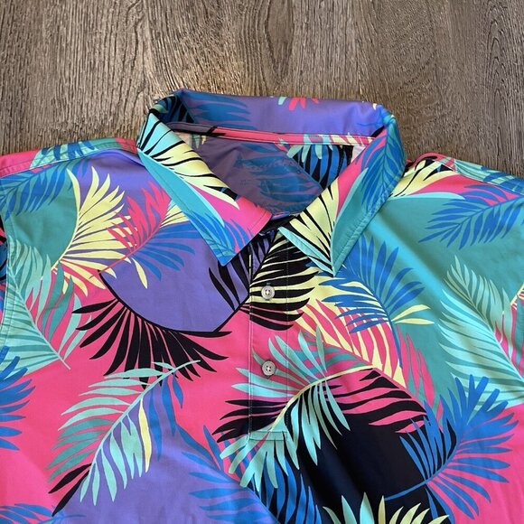 Chubbies Performance Polo Shirt XXL Retro Floral Tropical Weekend Beach Vibrant - Picture 2 of 6
